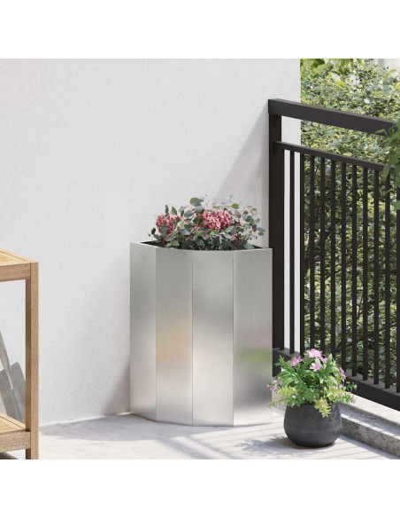 Vaso d'angolo Argento 30 x 30 x 50 cm Acciaio inossidabile