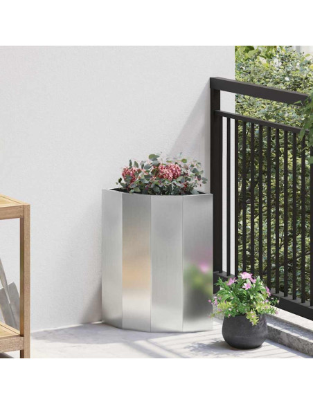 Vaso d'angolo Argento 30 x 30 x 50 cm Acciaio zincato