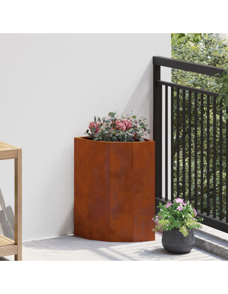 Vaso d'angolo Ruggine 30 x 30 x 50 cm acciaio corten