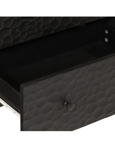Credenze 2 pz Nero 60x33x75 cm in Legno Massello di Mango