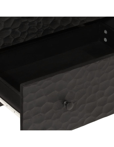 Credenze 2 pz Nero 60x33x75 cm in Legno Massello di Mango