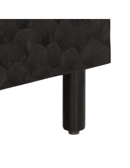 Credenza Nera 90x33x75 cm in Legno Massello di Mango