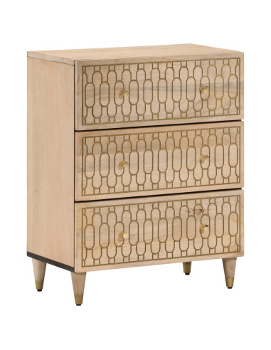 Credenze 3 pz 60x33x75 cm in Legno Massello di Mango