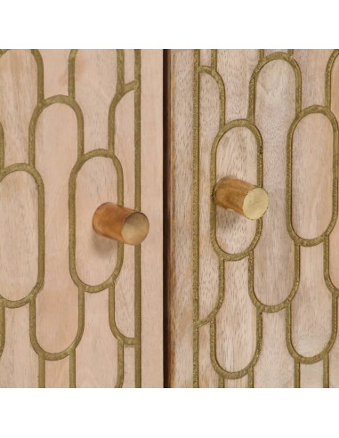 Credenze 3 pz 60x33x75 cm in Legno Massello di Mango