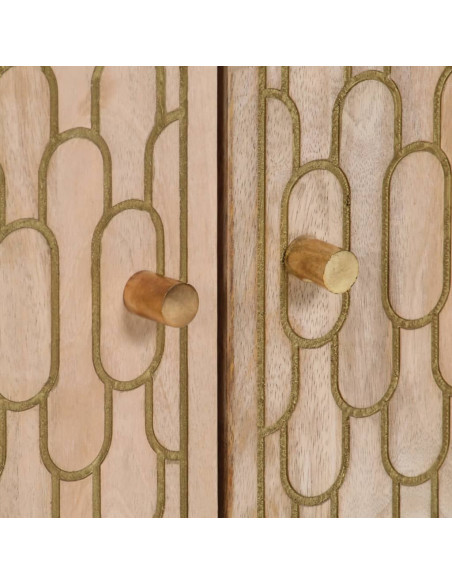 Credenze 3 pz 60x33x75 cm in Legno Massello di Mango