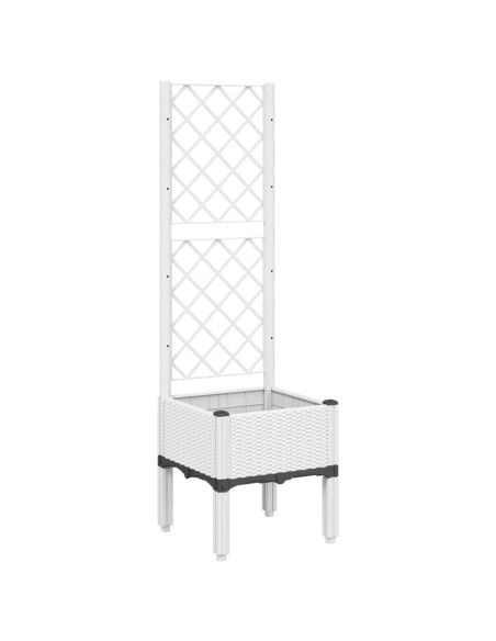 Fioriera da Giardino con Traliccio Bianco 40x40x142 cm in PP