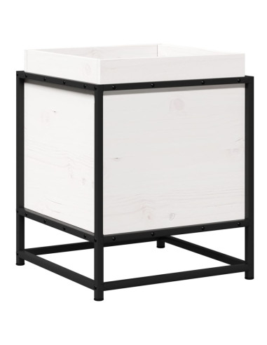 Fioriera da Giardino Bianca 40x40x50 cm Legno Massello di Pino