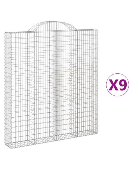 Cesti Gabbioni ad Arco 9 pz 200x30x220/240 cm Ferro Zincato