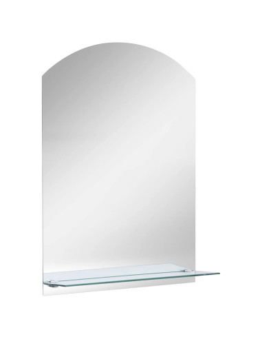 Specchio da Parete con Mensola 20x40 cm in Vetro Temperato