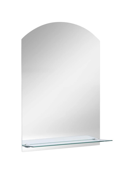 Specchio da Parete con Mensola 20x40 cm in Vetro Temperato