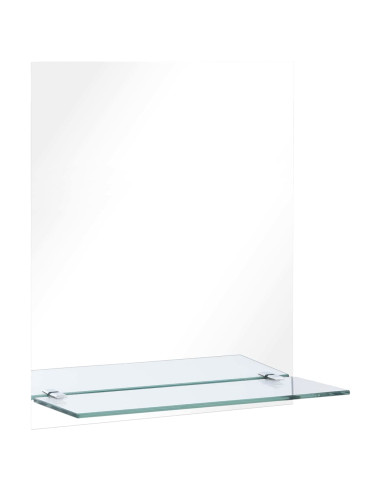 Specchio da Parete con Mensola 20x40 cm in Vetro Temperato