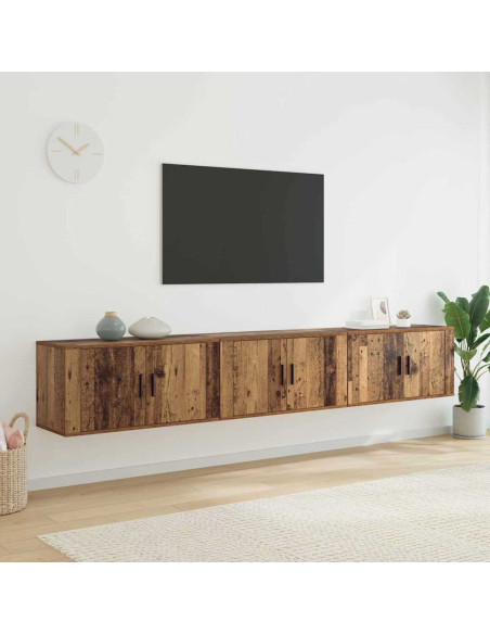 Set Mobile TV da Parete 3 pcs Legno vecchio 80 x 34,5 x 40 cm