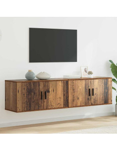 Set Mobile TV da Parete 2 pcs Legno vecchio 80 x 34,5 x 40 cm
