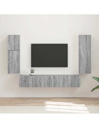 Set mobile TV 4 pcs Grigio Sonoma Legno multistrato