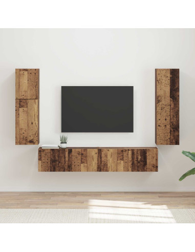 Set mobile TV 4 pcs Legno vecchio Legno multistrato