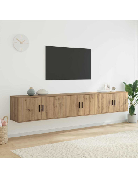 Set Mobile TV da Parete 3 pcs Rovere artigianale