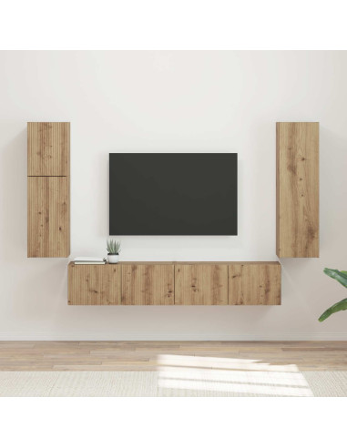 Set mobile TV 4 pcs Rovere artigianale Legno multistrato