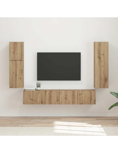 Set mobile TV 4 pcs Rovere artigianale Legno multistrato