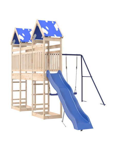 Set da Gioco da Esterno in Legno Massello di Pino