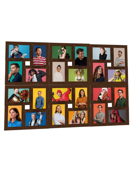 Cornice per Collage 24x(10x15 cm) Foto Marrone Scuro in MDF