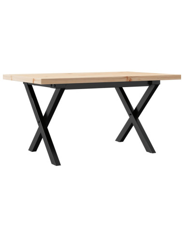 Tavolino Salotto Telaio a X 80x50x40,5 cm Legno Pino e Acciaio