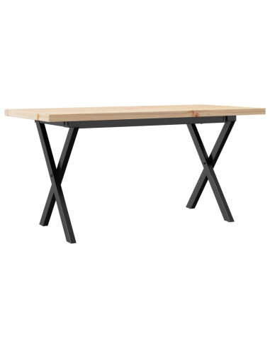 Tavolino Salotto Telaio a X 100x50x45,5 cm Legno Pino e Acciaio