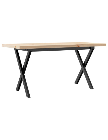 Tavolino Salotto Telaio a X 100x50x45,5 cm Legno Pino e Acciaio