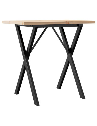 Tavolo da Pranzo Telaio a X 80x50x75,5 cm Legno Pino e Acciaio