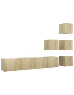 Set di Mobili Porta TV 6 pz Rovere Sonoma in Legno Multistrato 2