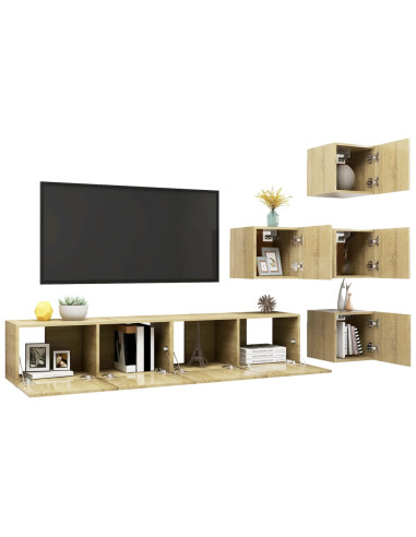 Set di Mobili Porta TV 6 pz Rovere Sonoma in Legno Multistrato