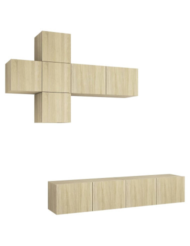 Set di Mobili Porta TV 7 pz Rovere Sonoma in Legno Multistrato