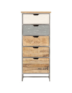 Cassettiera 45x30x105 cm in Legno Massello di Mango 2