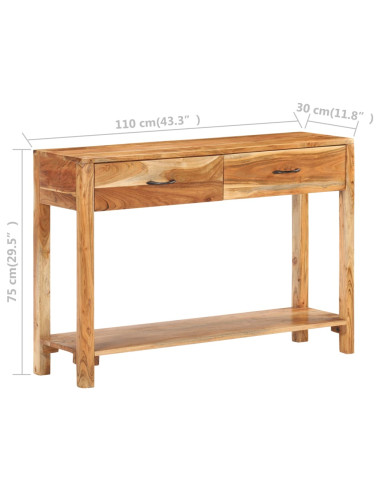 Credenza 110x30x75 cm in Legno Massello di Acacia