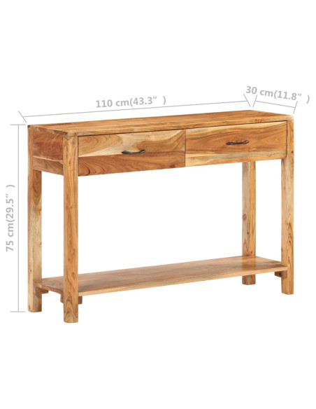 Credenza 110x30x75 cm in Legno Massello di Acacia