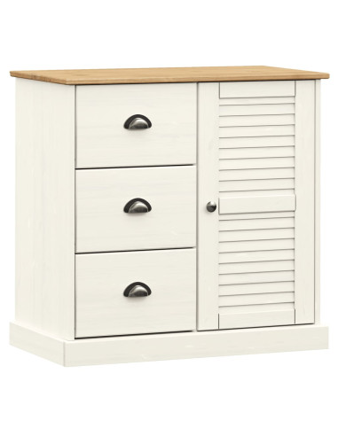 Credenza VIGO Bianca 78x40x175 cm in Legno Massello di Pino