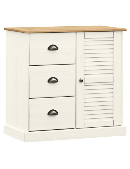 Credenza VIGO Bianca 78x40x175 cm in Legno Massello di Pino