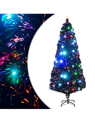 Albero di Natale Preilluminato con Supporto e LED 210 cm Fibra Ottica