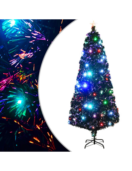 Albero di Natale Preilluminato con Supporto e LED 210 cm Fibra Ottica