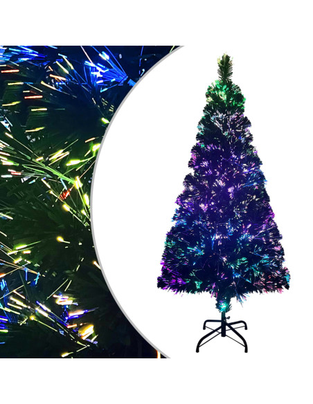 Albero di Natale con Supporto Verde 150 cm in Fibra Ottica
