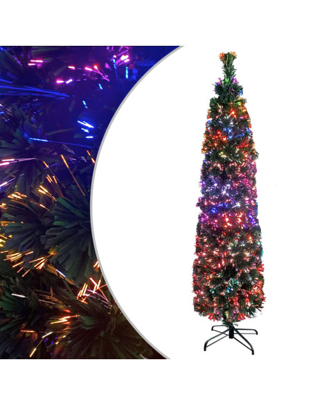 Albero Natale Artificiale Sottile Supporto 180 cm Fibra Ottica