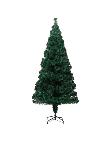 Albero di Natale con Supporto Verde 210 cm in Fibra Ottica