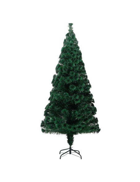 Albero di Natale con Supporto Verde 210 cm in Fibra Ottica
