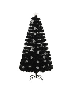 Albero Natale con Fiocchi di Neve a LED Nero 120cm Fibra Ottica 2
