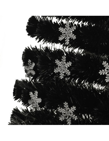 Albero Natale con Fiocchi di Neve a LED Nero 120cm Fibra Ottica