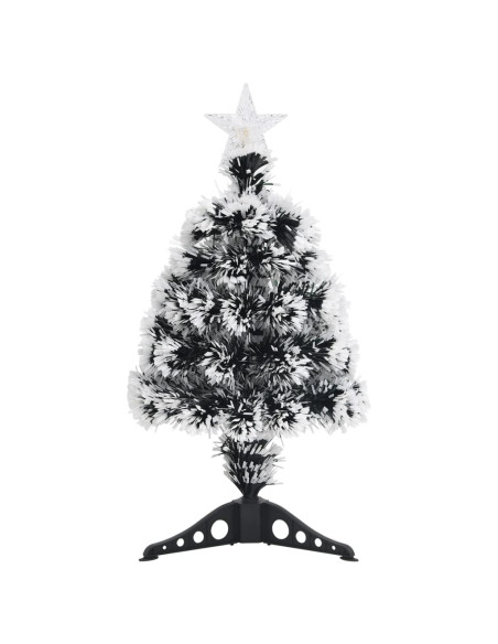 Albero di Natale Preilluminato Verde e Bianco 64cm Fibra Ottica