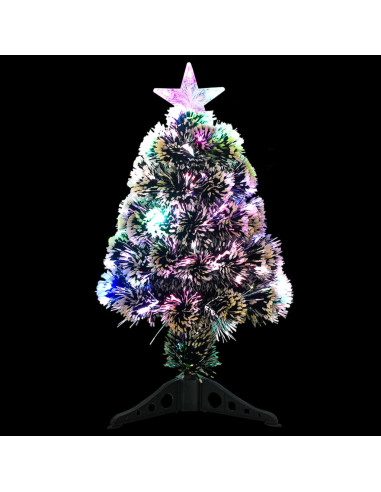 Albero di Natale Preilluminato Verde e Bianco 64cm Fibra Ottica