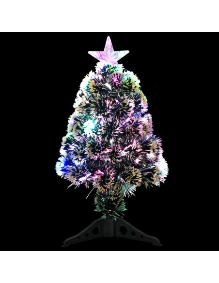 Albero di Natale Preilluminato Verde e Bianco 64cm Fibra Ottica