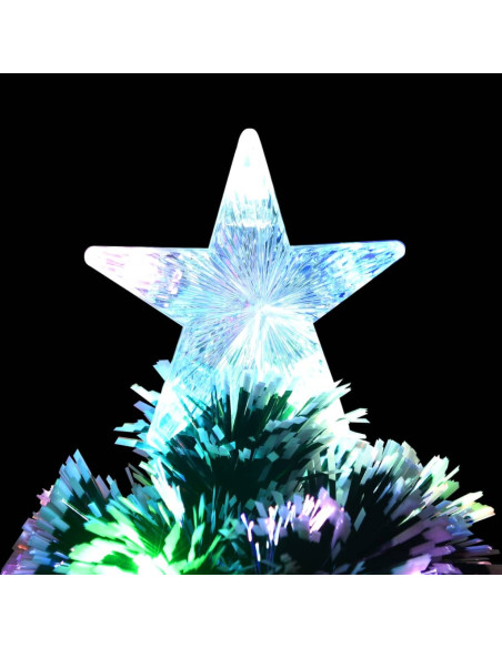 Albero di Natale Preilluminato Verde e Bianco 64cm Fibra Ottica