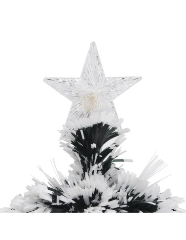Albero di Natale Preilluminato Verde e Bianco 64cm Fibra Ottica
