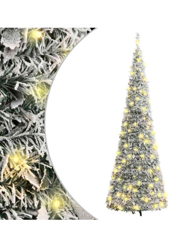Albero di Natale Artificiale Pop-up Neve Fioccata 150 LED 180cm